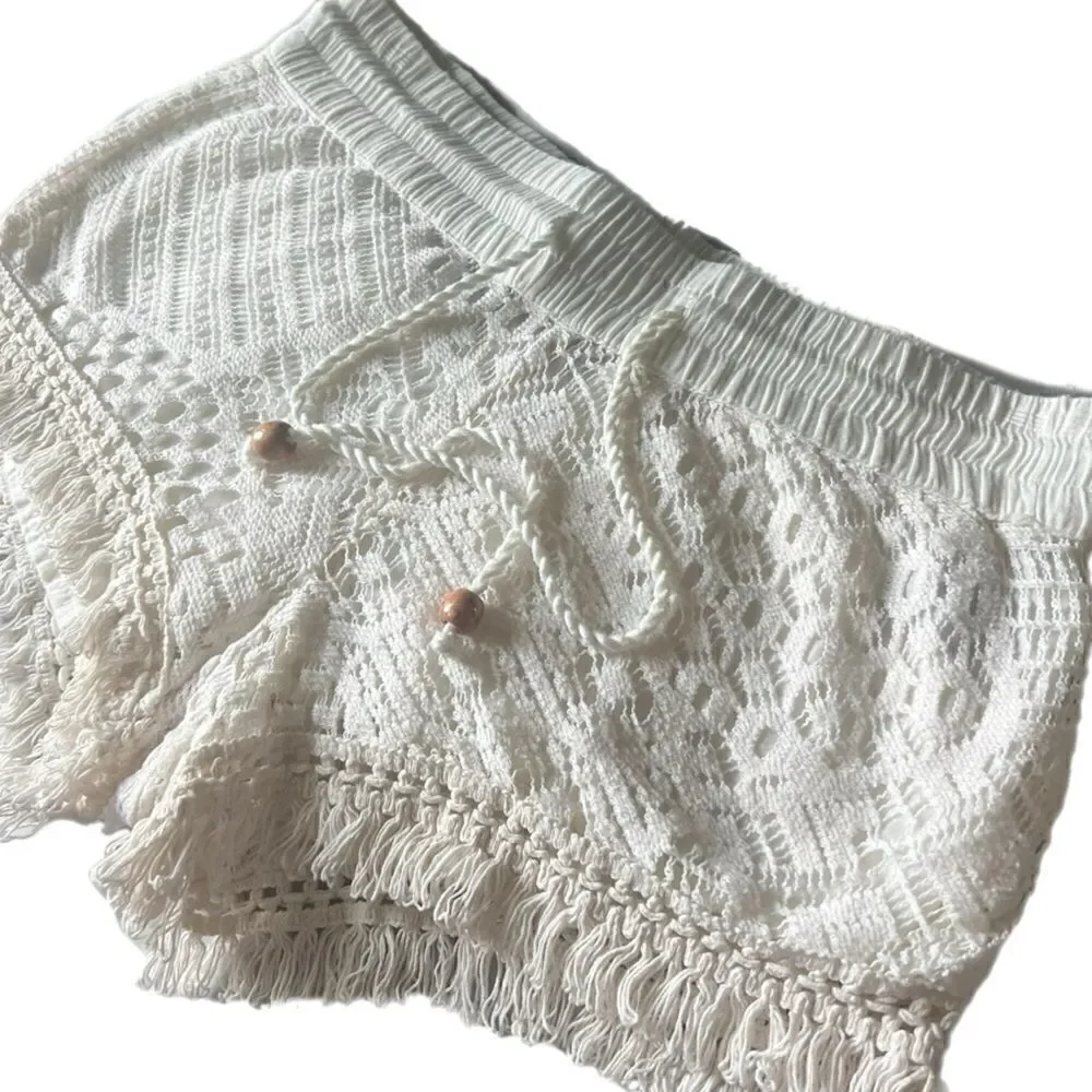Crochet Drawstring Fringe Shorts - Picture 10 of 14
